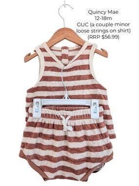 Quincy Mae Striped Terry Cloth Tank & Shorts‎ Set 12-18m | Toddler Summer Sets